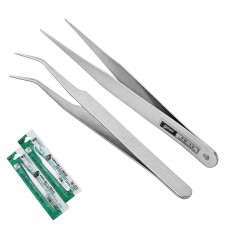 Set of  2 x tweezers for nano and micro caches - stainless steel (MATT SILVER finish)